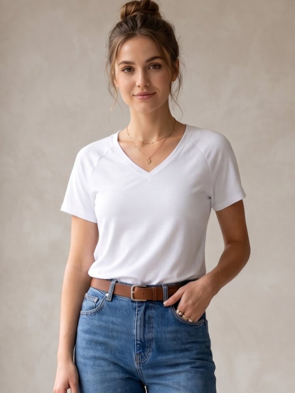 NWT | White Raglan Sleeve Classic V-Neck Comfort Tee Size Medium